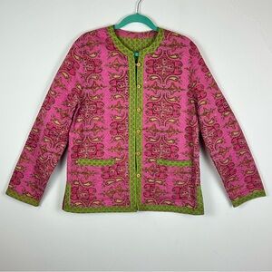 Provence Paisley Quilted Reversible Pink Green Jacket Grannycore Cottagecore M